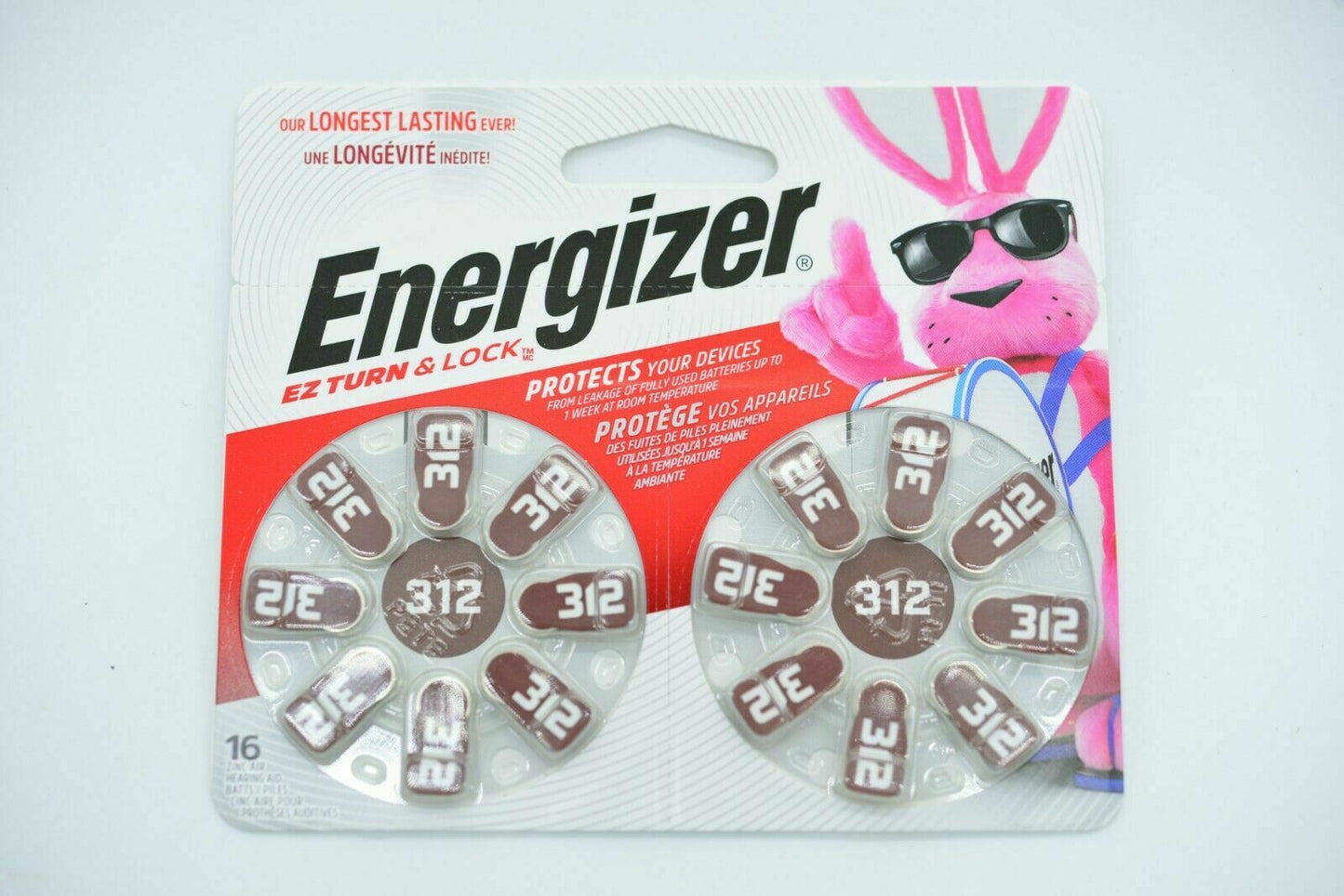 Energizer AZ312DPA-4 EZ Turn & Lock 312 Hearing Aid Batteries Packs / 16 EXP9-23 image 0