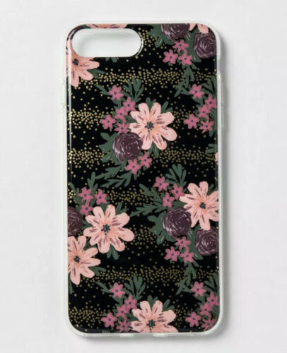 Heyday Phone Case For Apple iPhone 6/7/8 Plus-Black Pink Flowers image 0
