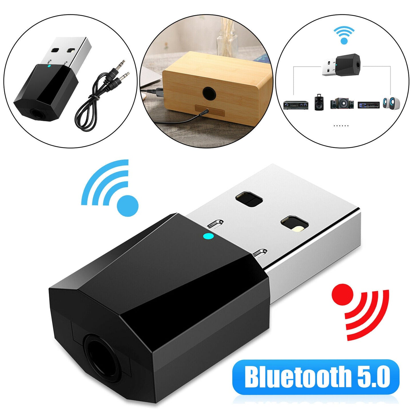 AUX To USB Wireless Bluetooth 5.0 Audio Stereo Car Music Receiver Adapter 3.5mm image 0