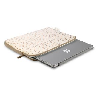 Dabney Lee Laptop Fabric Sleeve Champagne Polka Dot 11.6" Padded Case image 0