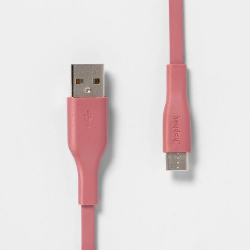 heyday 3' USB-C to USB-A Flat Cable - Dusty Pink image 0