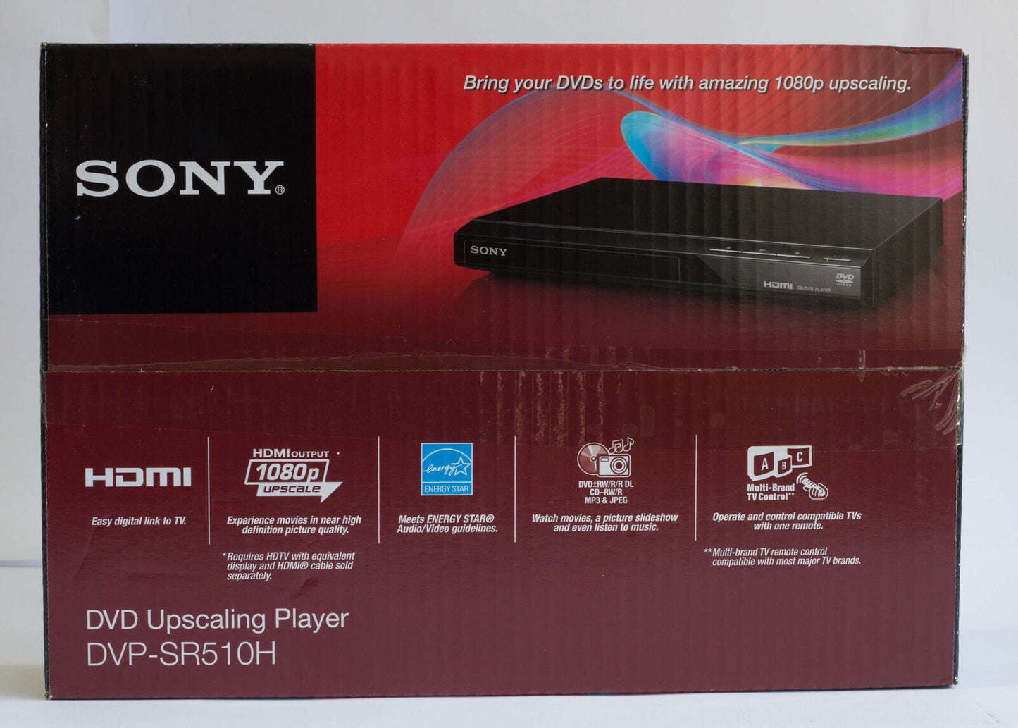 Sony DVP-SR510H Upscaling HDMI 1080p Full HD DVD Player with Remote Control image 0