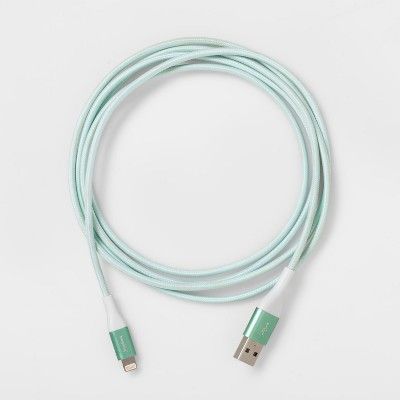heyday Lightning to USB-A Braided Cable 6ft - Teal/White image 0