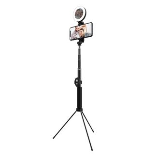 Tzumi ONAIR Halo Selfie Stick 5" Ring Light with Extendable 4' Tripod - Black image 0