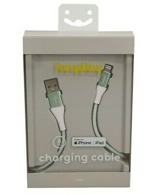 Heyday Lightning to USB-A Braided Cable 6ft - Teal/White image 0