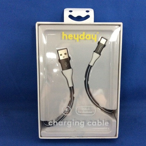 heyday USB-C to USB-A Braided Cable 4ft - Black/White/Gunmetal image 0