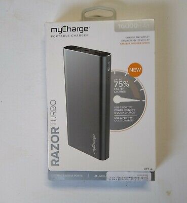 myCharge Razor Ultra Turbo 16000mAh/18W Dual USB-C & USB-A Port Portable Charger- Space Gray image 0