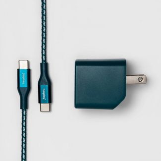 heyday 2-Port USB-A USB-C Wall Charger with 6 USB-C to USB-C Braided Cable image 0