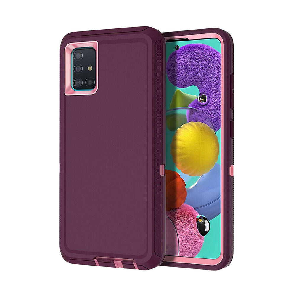 Galaxy A715 5G Heavy Duty Defender Shockproof Case w/Clip - MAROON & PINK image 0