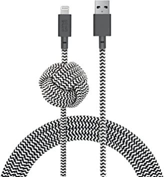 Native Union 10' Lightning Night Cable with Weighted Knot - Zebra image 0