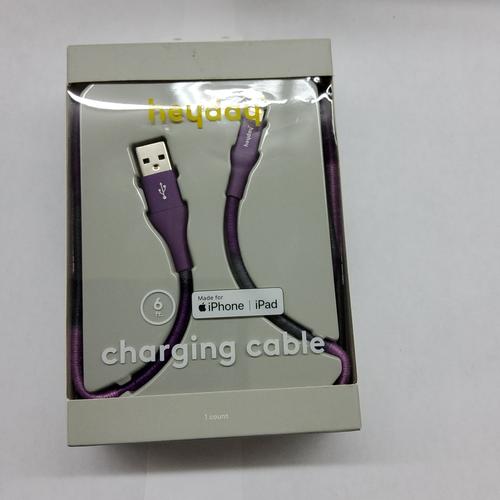 Heyday 6' Lightning to USB-A Thread Wrapped Cable - Midnight Purple image 0