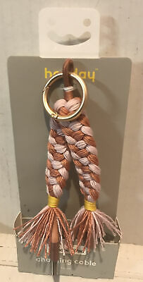 Heyday 6in Lightning to USB-A Macrame Keychain Cable - Pink/Dusty Pink image 0