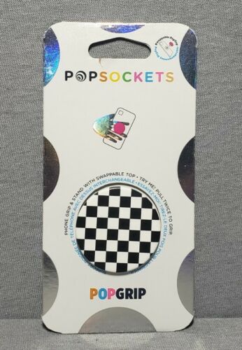 PopSockets PopGrip Black White Checker Phone Grip Stand Swappable NEW Authentic image 0