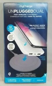myCharge Unplugged Qi Wireless Dual USB Port 10000mAh Power Bank - White image 0
