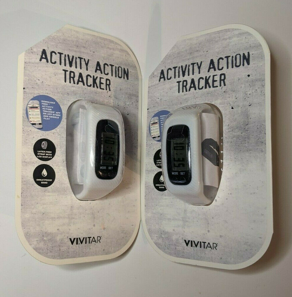 Set of 2 New Vivitar Activity Action Trackers, Calories Steps Distance, with App image 0