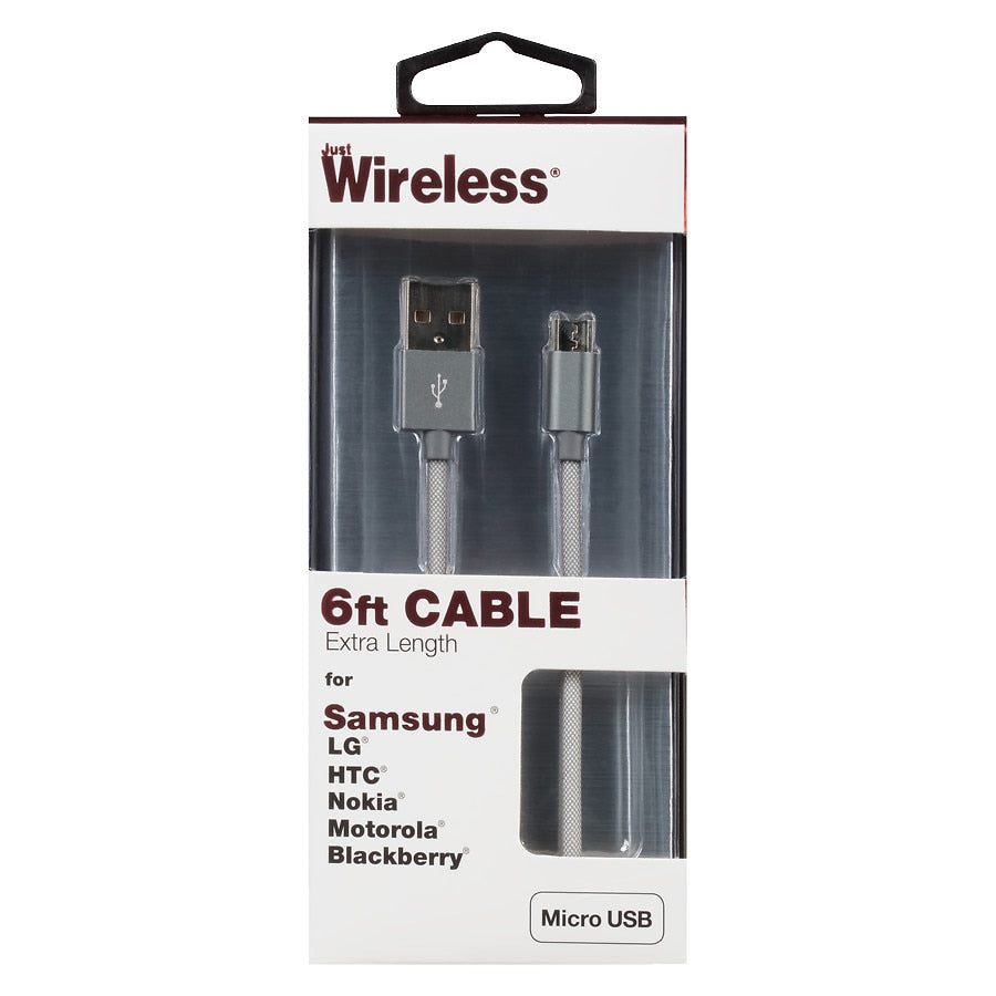 MicroUSB Cbl JW 6' Braid Slate Gry image 0