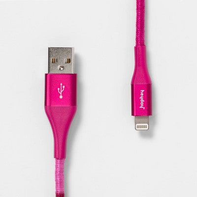 heyday 6' Lightning to USB-A Thread Wrapped Cable - Raspberry image 0