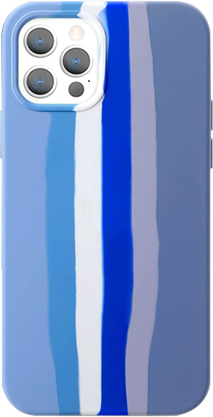 iPhone 12 Pro Max Personalized Creative Cute Camouflage Rainbow Stripes Liquid Silicone Protective Phone Case image 0