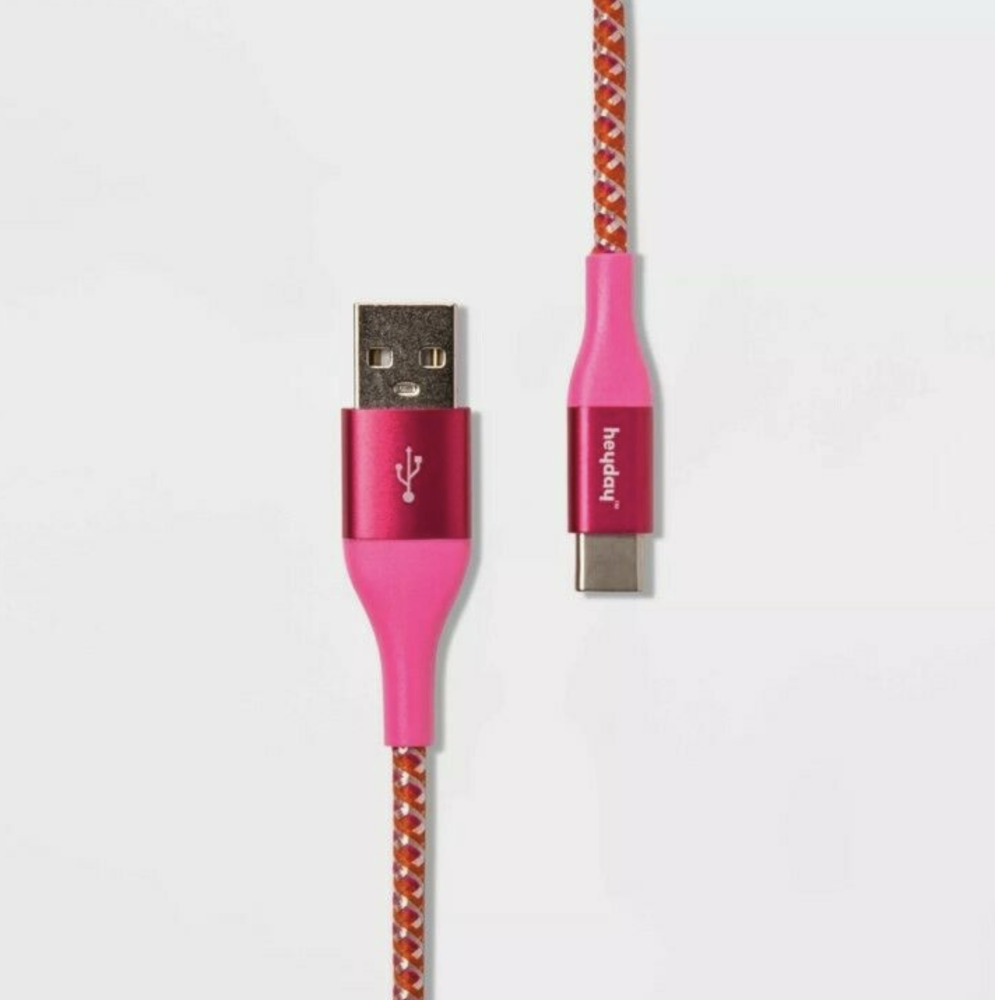 Heyday€š 6' USB-C to USB-A Braided Cable - Metallic Pink/Coral image 0