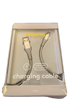 Heyday 6' Micro-USB to USB-A Round Cable - Cool Gray/Silver image 0
