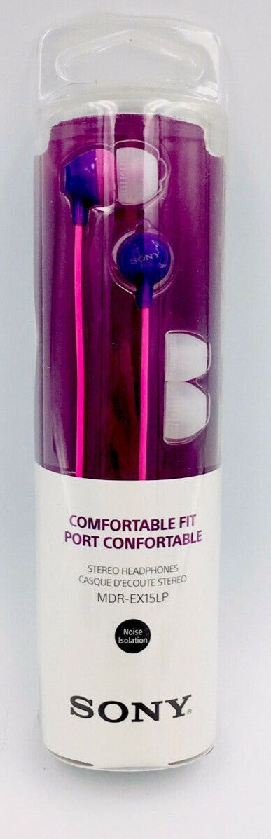 Sony MDREX15LP In Ear Stereo Headphones AQUA VIOLET Noise Isolation Comfort Fit image 0