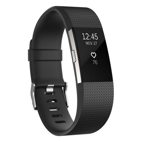 For Fitbit Charge 2 Band Wristband with Metal Buckle Clasp, Black by Zodaca image 0