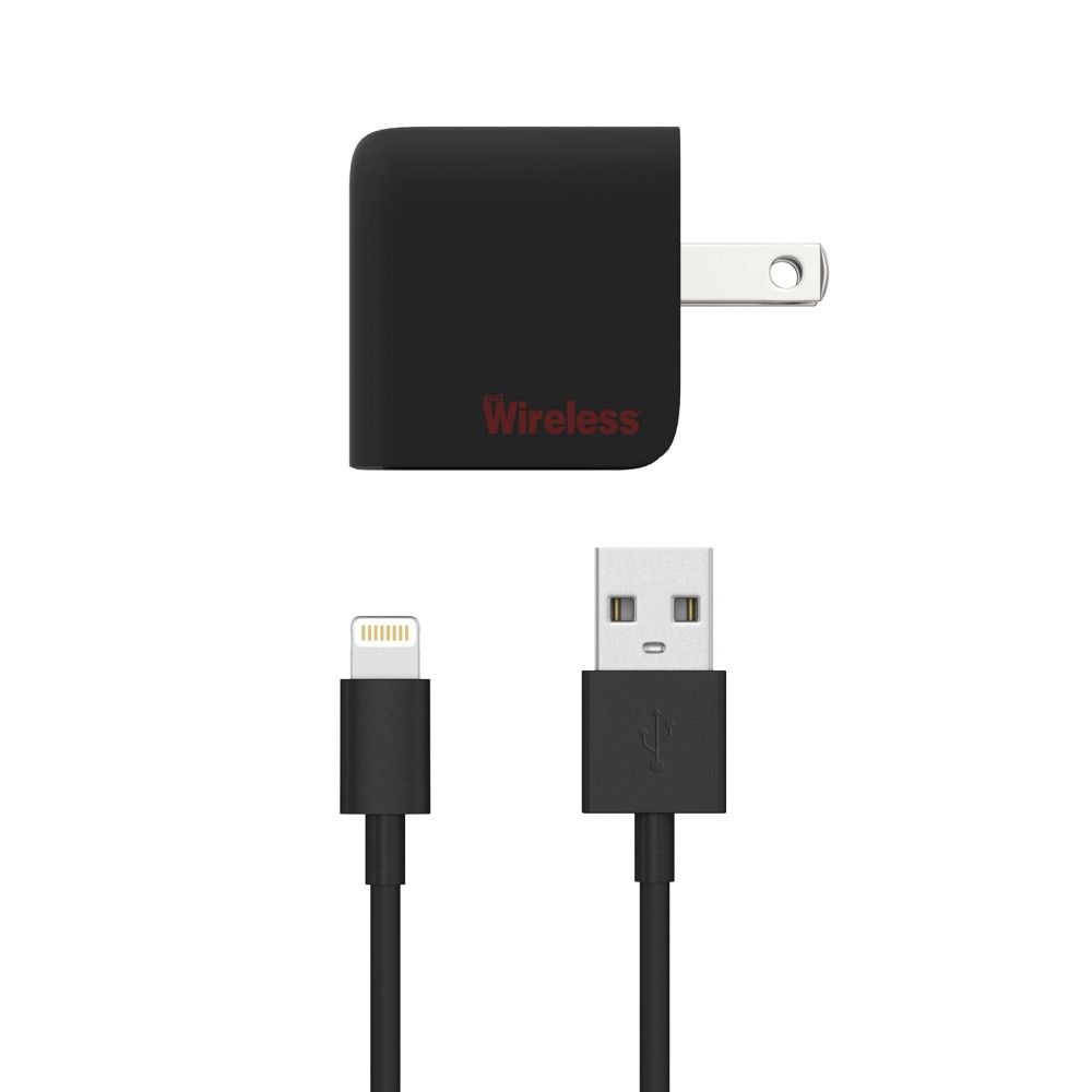 Just Wireless Single USB 2.4A Wall Charger (with Apple Lightning Cable) - Black image 0