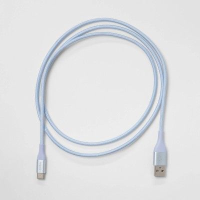 heyday 4' USB-C to USB-A Braided Cable - Whimsical Blue image 0