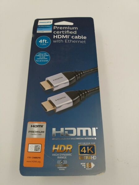 Philips 4' Premium HDMI Cable High Speed with Ethernet - Black image 0