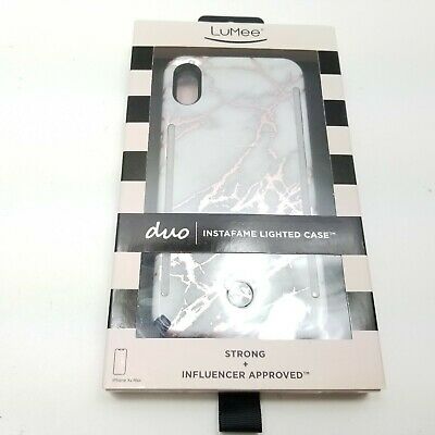 LuMee Apple iPhone XS Max Duo Marble Case - Metallic Rose/White image 0