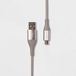HEYDAY USB C 6' MICRO-USB GRAY/SLVR image 0