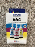 Genuine Epson 664 Multi-Pack Color Ink Ecotank Yellow Cyan Magenta T664520 NIB image 0