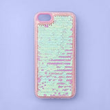 Apple iPhone 5/5s/SE Flip Sequin Case - More Than Magic - Pink/Gold image 0