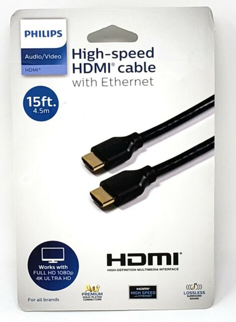 Philips 15' Basic HDMI High Speed Cable with Ethernet - Black image 0