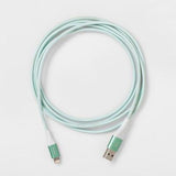 heyday Lightning to USB-A Braided Cable 6ft - Teal/White image 0