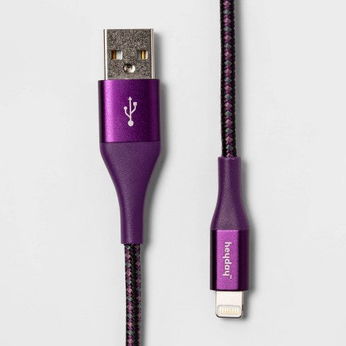 heyday 6' USB-C to USB-A Braided Cable - Metallic Dark Purple image 0