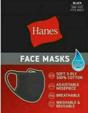 50 Pack Hanes Reusable "PPE" 100% Cotton Black Face Masks Imprintable image 0
