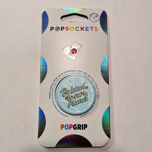 PopSockets PopGrip Premium Phone Grip Stand Swappable Be Kind To Our Planet Blue image 0