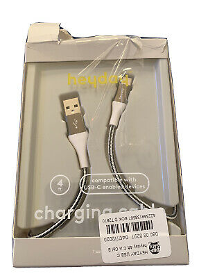 Heyday USB-C to USB-A Braided Cable 4ft - Black/White/Gunmetal image 0