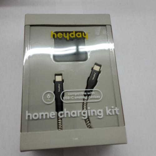 Heyday 2-Port USB-A & USB-C Wall Charger (with 6' USB-C to USB-C Braided Cable) - Matte Black image 0