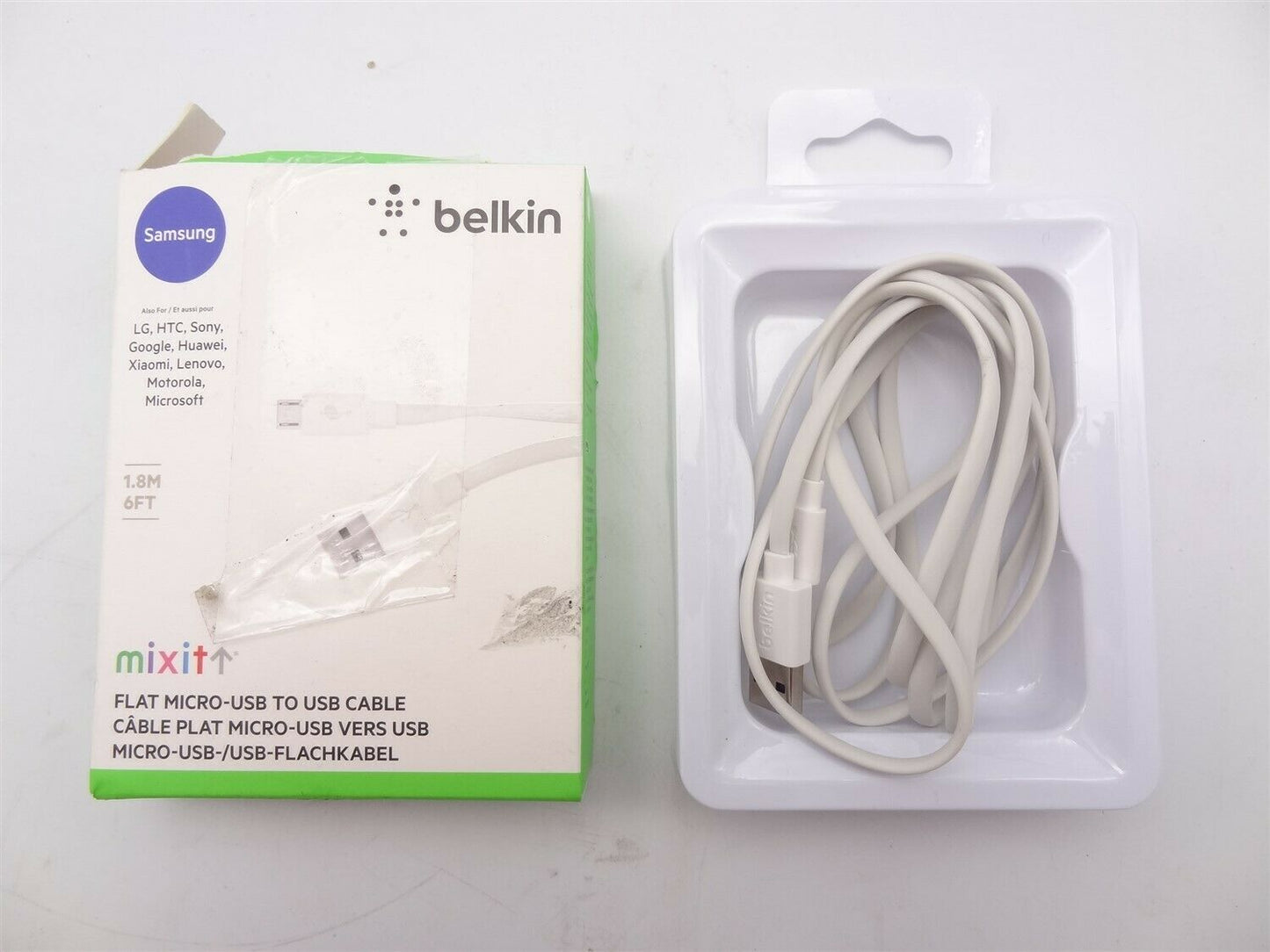 Belkin Flat 6ft Micro-USB Cable, White image 0