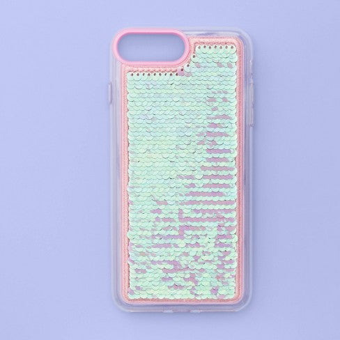 Apple iPhone 8 Plus/7 Plus/6s Plus/6 Plus Flip Sequin Case  - More Than Magic - Pink/Gold image 0