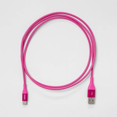 heyday 4' USB-C to USB-A Round Cable - Pizzazz Pink image 0
