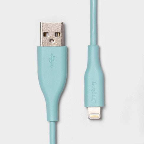heyday 3' Lightning to USB-A PVC Round Cable - Light Teal image 0