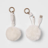 Heyday Lightning to USB-A Pom Pom Keychain Cable - Ivory - 4in image 0