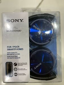 Sony MDR-ZX310AP ZX Series Wired On Ear HeadPhonenes with Mic - Blue image 0