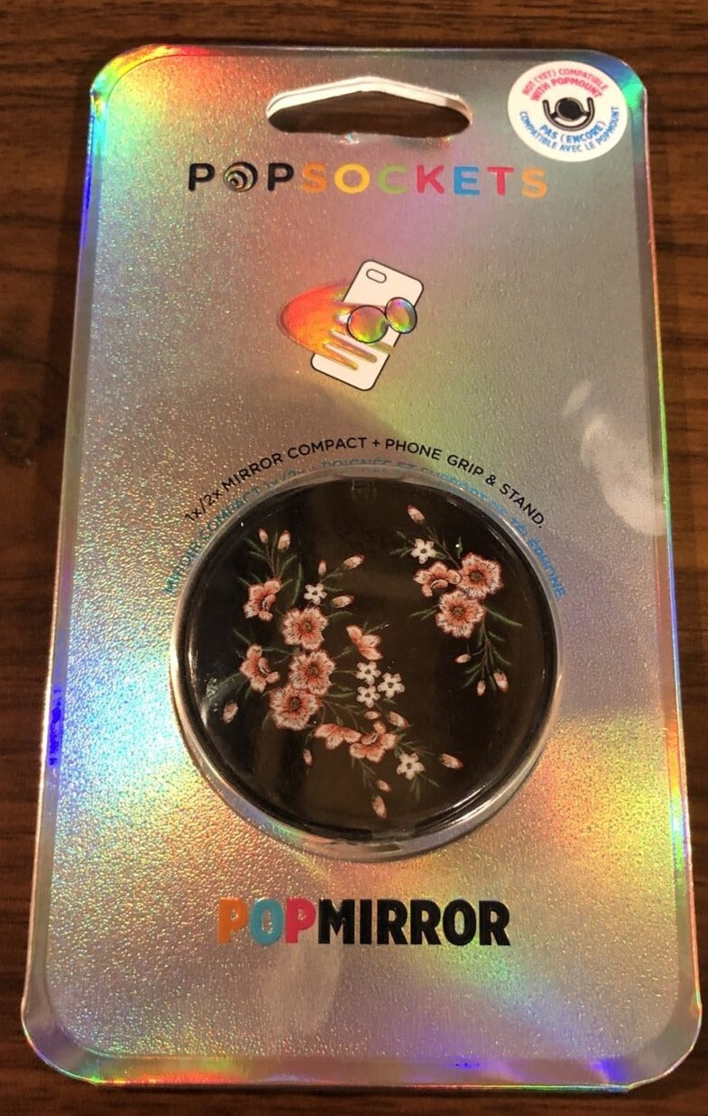 PopSockets Phone Grip PopMirror Grip Stand Mirror Compact, Pink Blossom, image 0