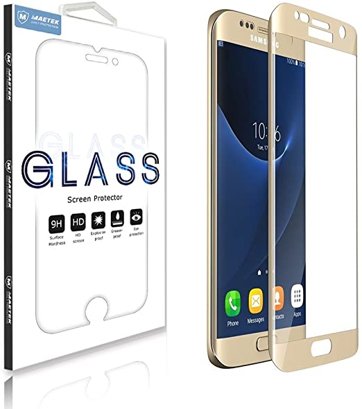 S7 Front Screen Tempered Glass Gold image 0
