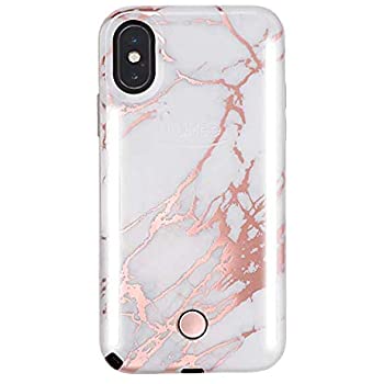 LuMee Apple iPhone X/XS Duo Marble Case - White/Metallic Rose image 0