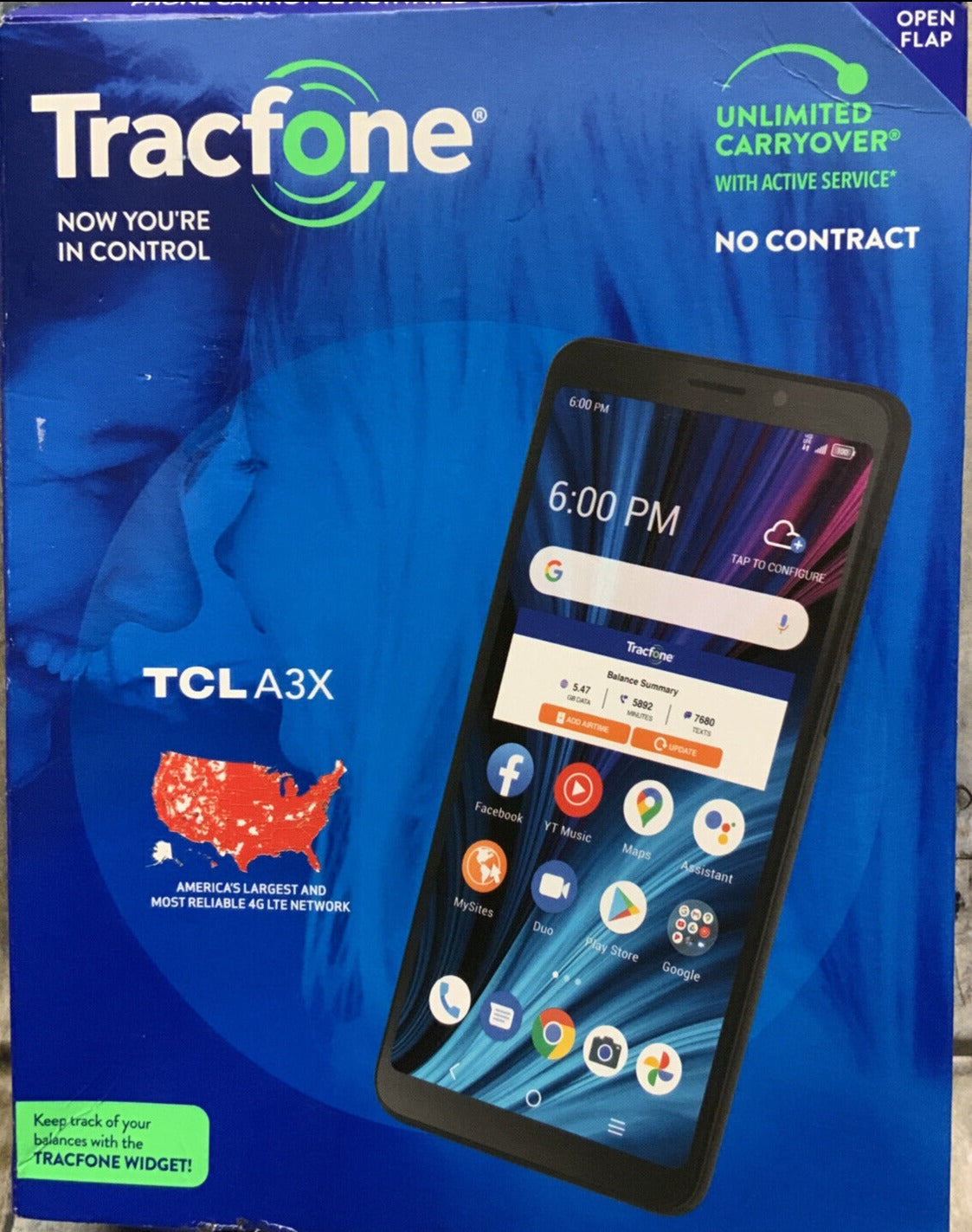 Tracfone Alcatel TCL A3X, 32GB, Black image 0